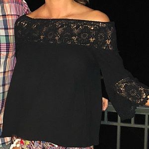 Black Knit off the shoulder top